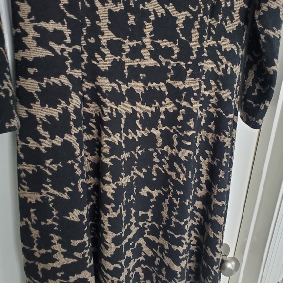 Vintage Connected Apparel Long Sleeve Black Tan Dress Knee Length Stretch SZ:12 - Picture 2 of 6